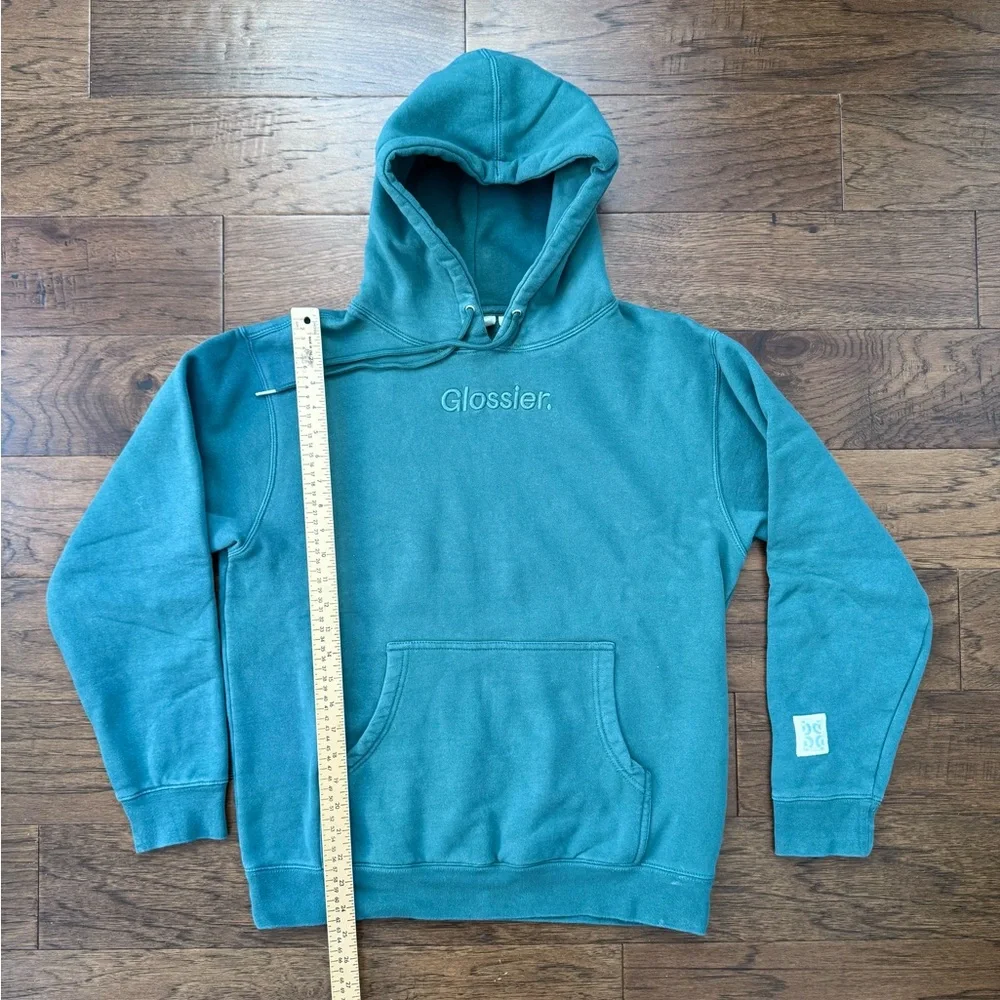 GUC Glossier Limited Edition Embroidered Soft Sage Teal Hoodie - Picture 8 of 8